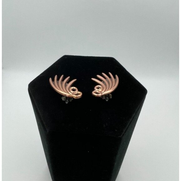 Coro Pair Clip On Earrings Rose Gold Tone Approx 1.75" - Picture 6 of 10